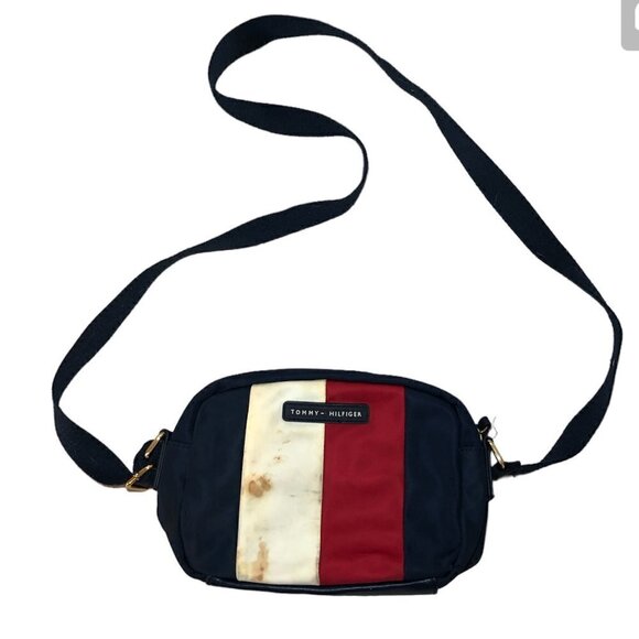 TOMMY HILFIGER Purse Crossbody Bag Women’s Size O/S Blue Red Colorblock - Picture 1 of 10